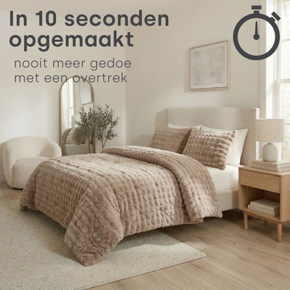 Y-NOT Pom Pom Fur Dekbed Taupe