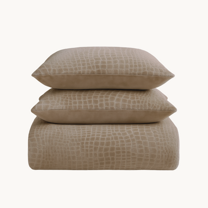 Dekbedovertrek set Velvet - Snake Skin - Desert Taupe