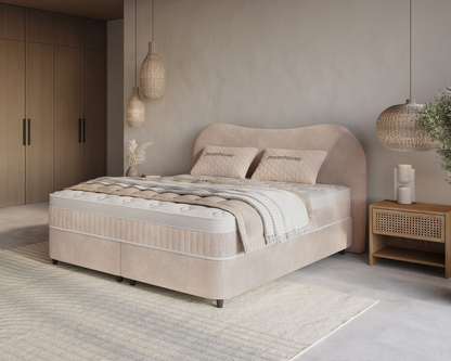 Arcus bed met Opbergruimte + Hybrid Pocket 500 Matras  - Nº06 - Beige