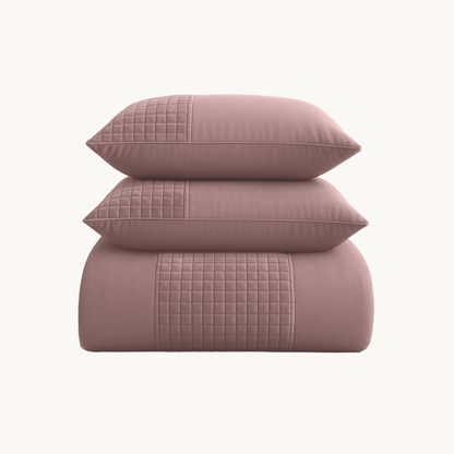 Dekbedovertrek set Velvet Border Chai Latte Pink