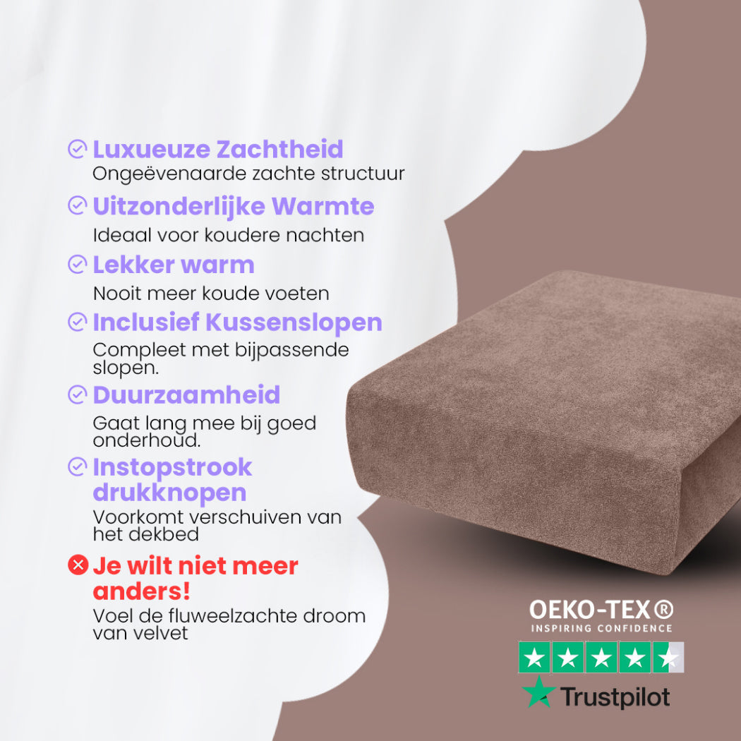 Dekbedovertrek set Fluweel / Velvet™ Coffee Brown