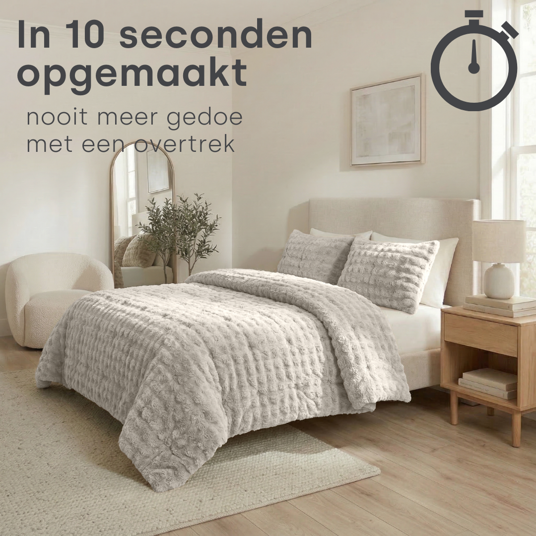 Y-NOT Pom Pom Fur Dekbed Greige