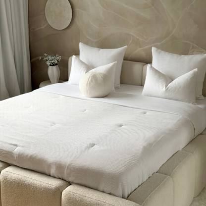 Dekbed zonder overtrek Waffle White met stijlvolle wafelstructuur en hotel chique uitstraling