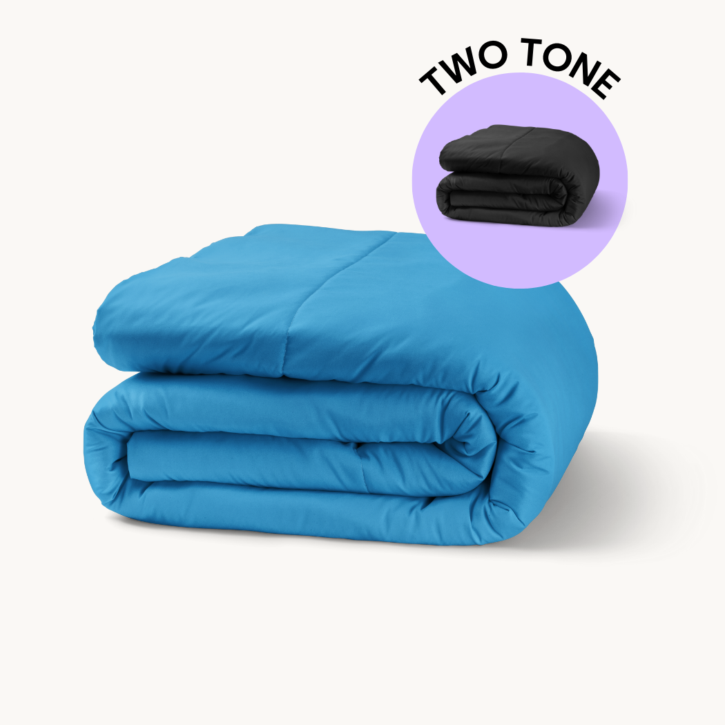Bed in a bag Mat Satijn Blauw/Zwart 2 in 1 Dekbed