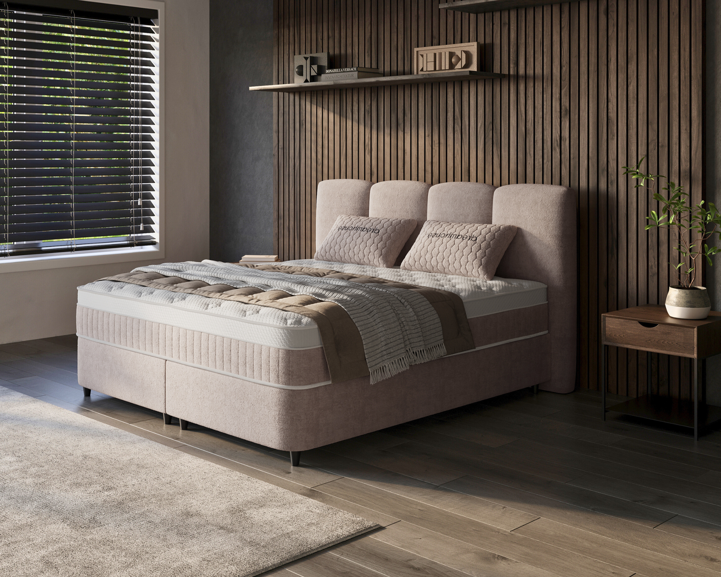 Allure bed met Opbergruimte + Hybrid Pocket 500 Matras  - Nº31 -  Taupe