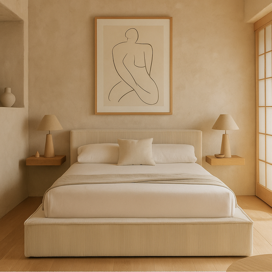 Amore Cozy Teddyrib bed met Opbergruimte + Hybrid Pocket 500 Matras - Nº24 - Pearl White