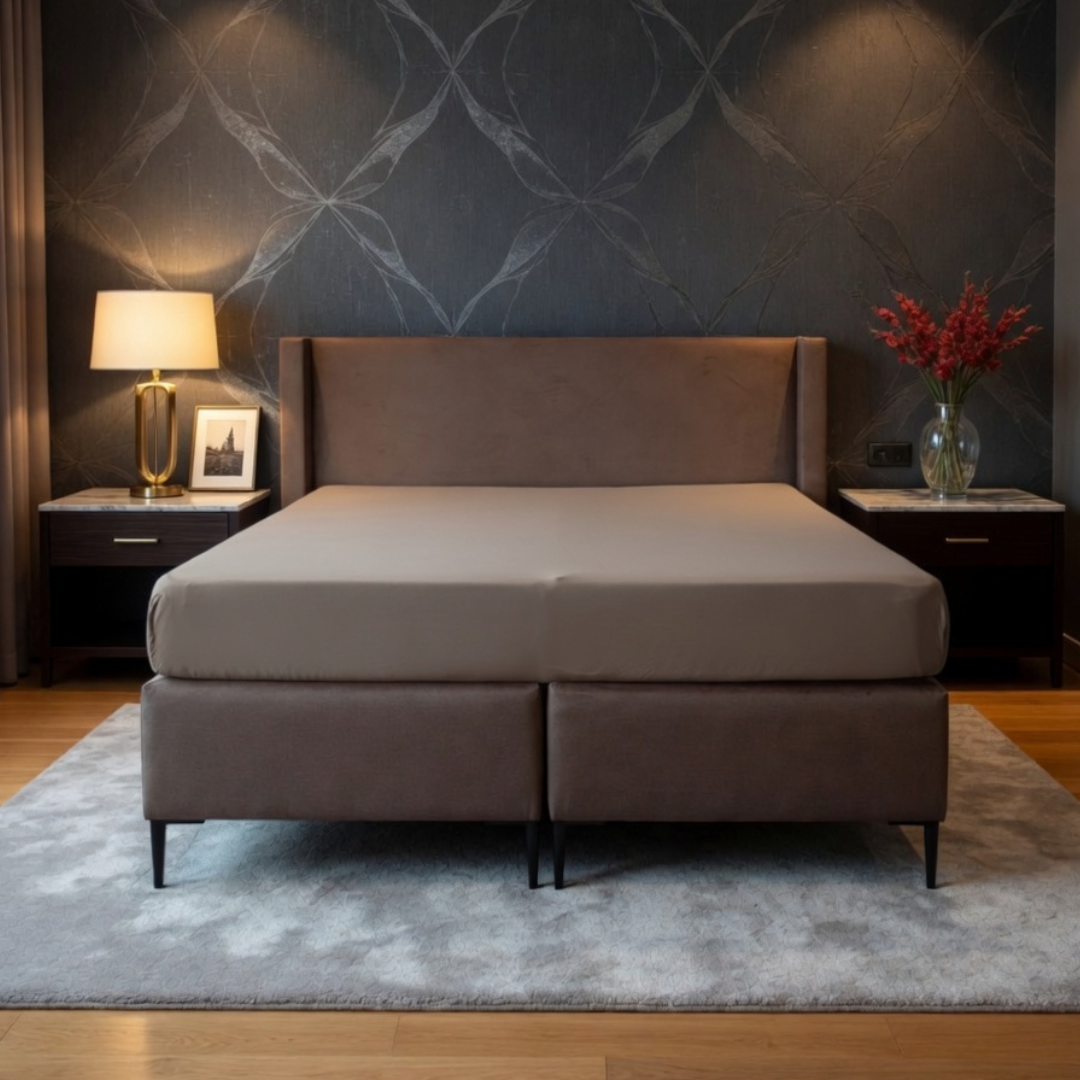 Matras Hoeslaken Premium Dubbel Jersey Katoen Taupe
