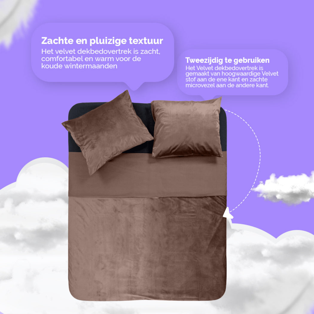 Dekbedovertrek set Fluweel / Velvet™ Coffee Brown