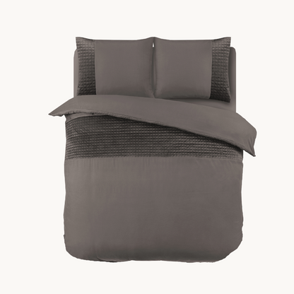 Dekbedovertrek set Fluweel/Velvet Band Taupe