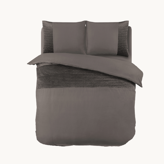 Dekbedovertrek set Fluweel/Velvet Band Taupe
