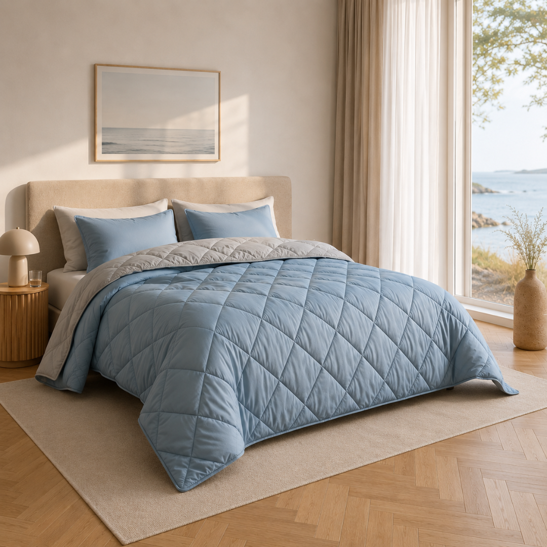 Y-NOT Zomerdekbed Light Blue / Grey