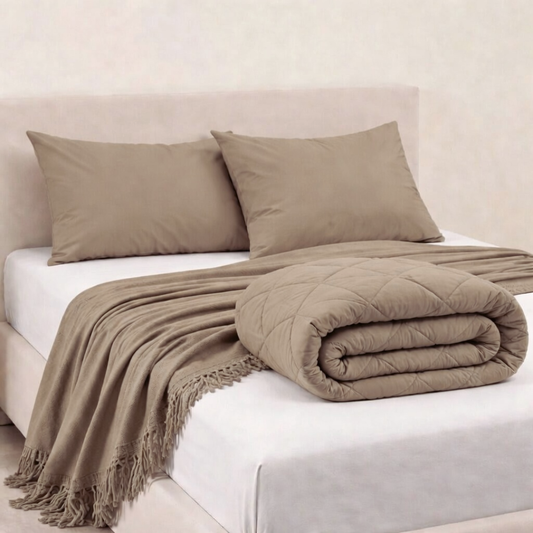 Y-NOT All Year Dekbed Taupe – Starter Set