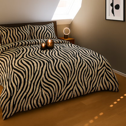 Dekbed Zonder Overtrek Mat Satijn Tiger Black Gold