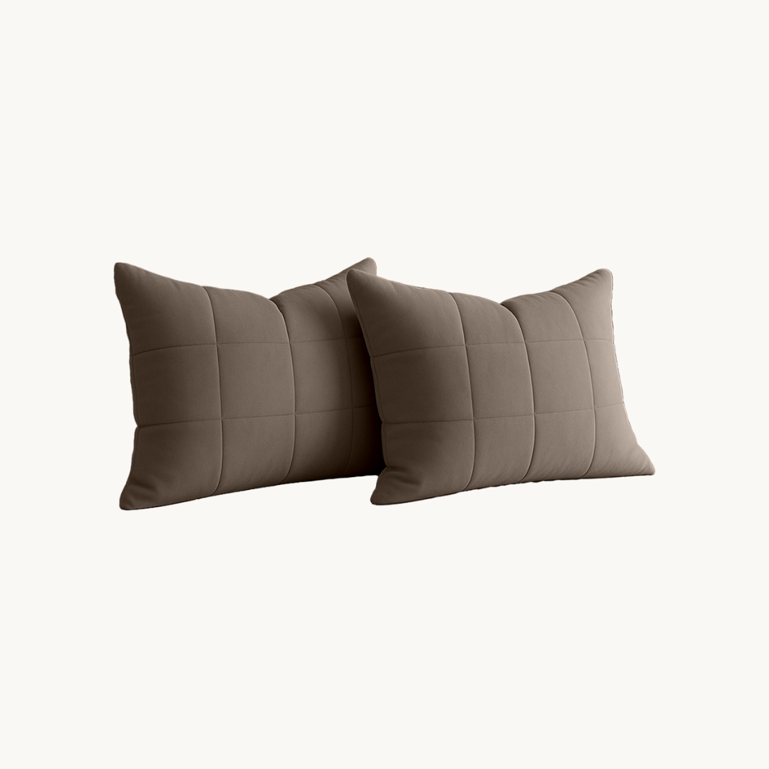 Kussenslopen Vol & Gevoerd Mat Satijn Taupe/Grey 2-Pack 60x70 cm