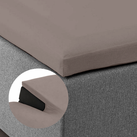 Splittopper Hoeslaken Premium Dubbel Jersey Katoen Taupe