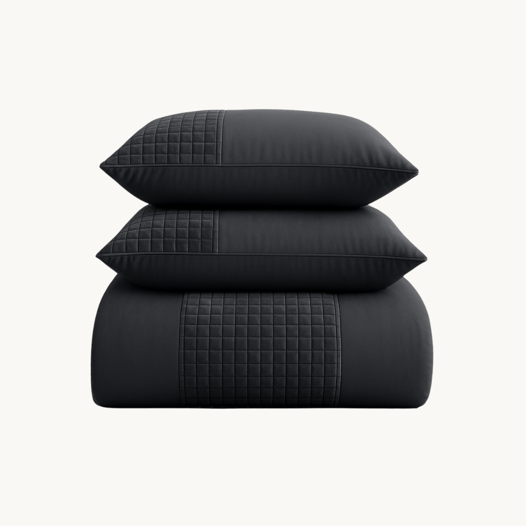 Dekbedovertrek set Velvet Border Obsidian Black