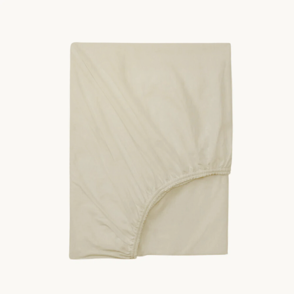 Drap-housse de luxe en jersey double blanc perle