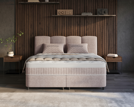 Allure bed met Opbergruimte + Hybrid Pocket 500 Matras  - Nº31 -  Taupe