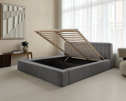 Adore Ledikant Edira Antraciet - Modern laag zweefbed -Nº19 Caviar Dark Gray