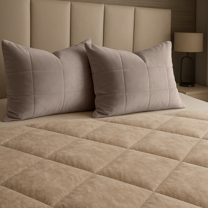 Kussenslopen Vol & Gevoerd Velvet Taupe/Grey 2-Pack 60x70 cm