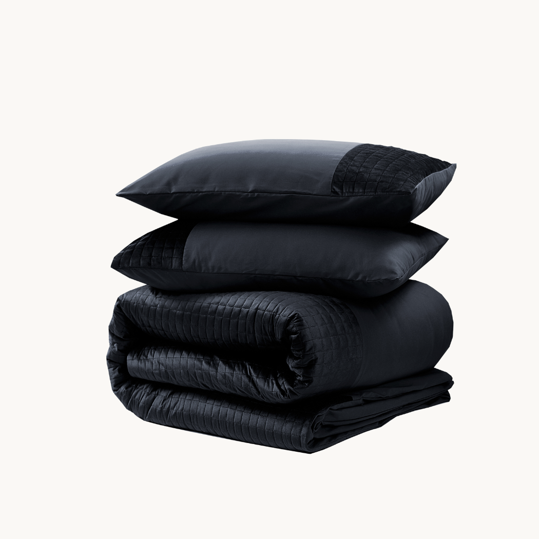 Dekbedovertrek set Velvet Border Obsidian Black