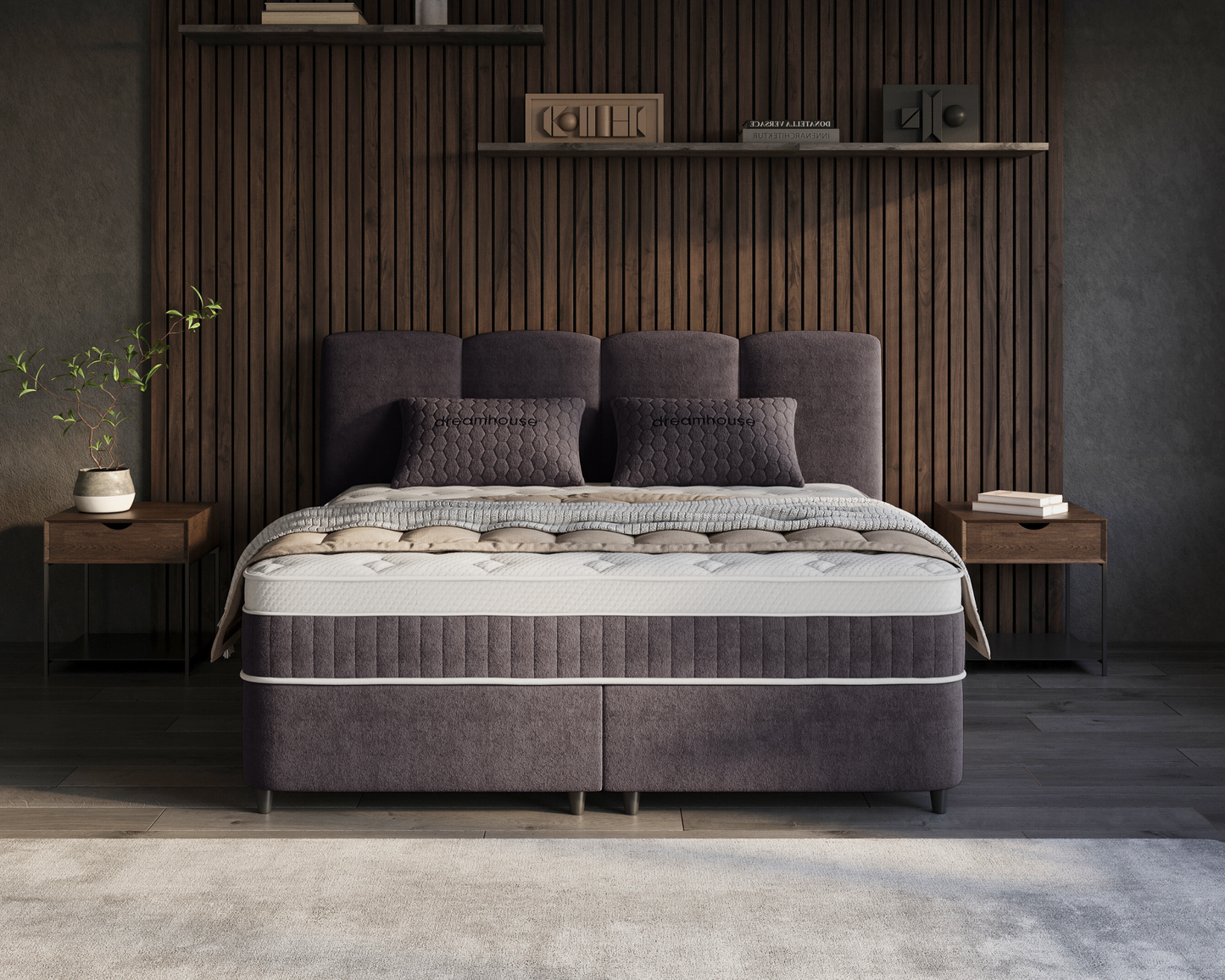 Allure bed met Opbergruimte + Hybrid Pocket 500 Matras  - Nº30 - Antraciet