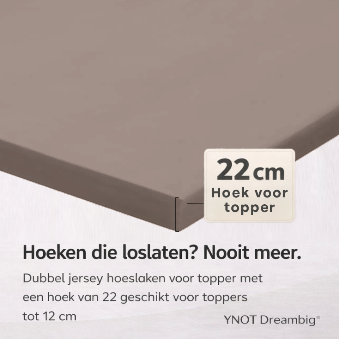 Topper Hoeslaken Katoen Satijn Premium Taupe