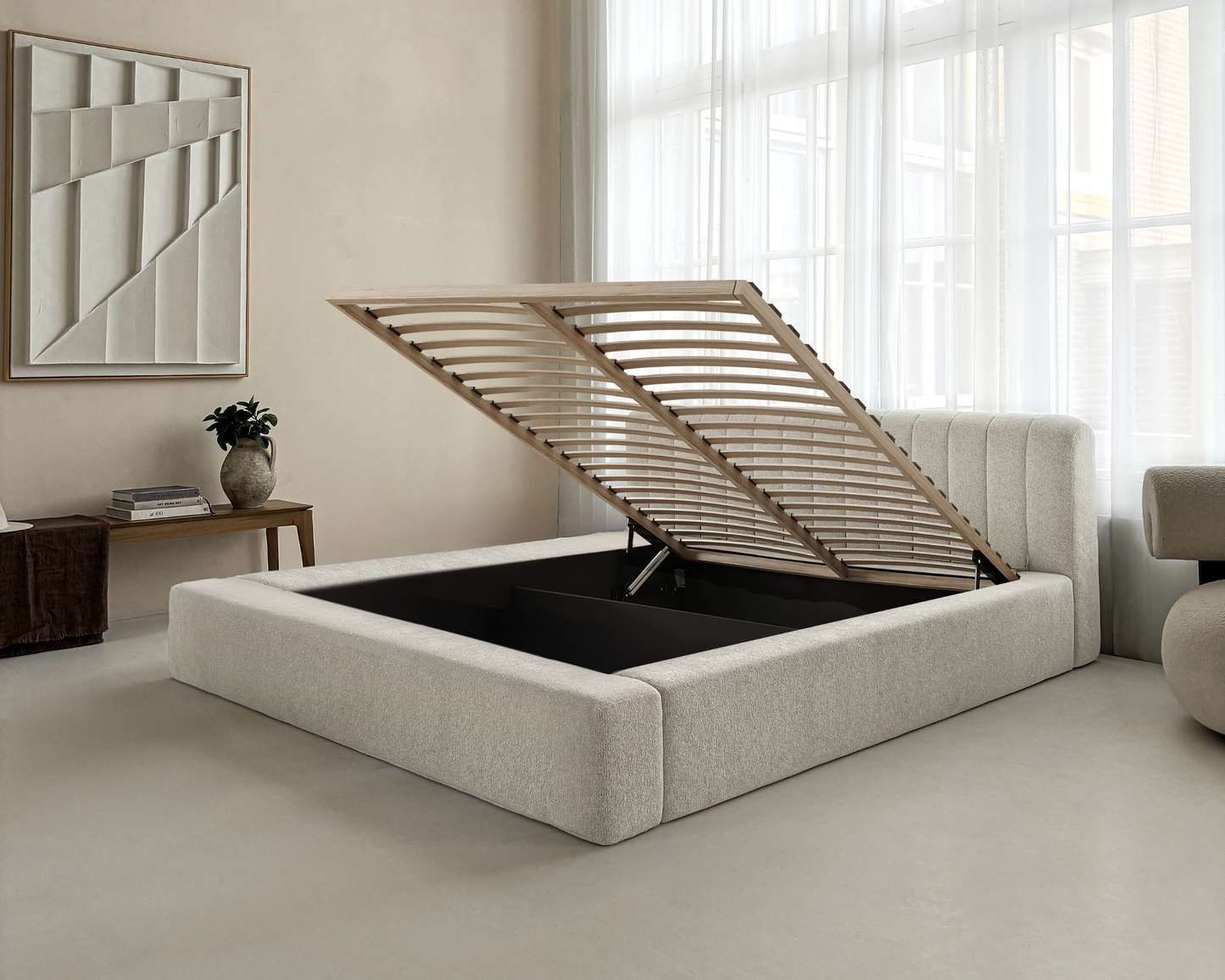 Adore Ledikant Edira Beige - Modern laag zweefbed - Nº11 - Pearl Ivory