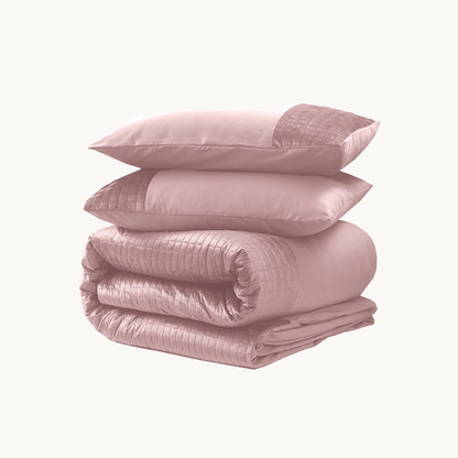 Dekbedovertrek set Velvet Border Chai Latte Pink