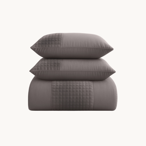Dekbedovertrek set Velvet Border Iced Coffee Taupe