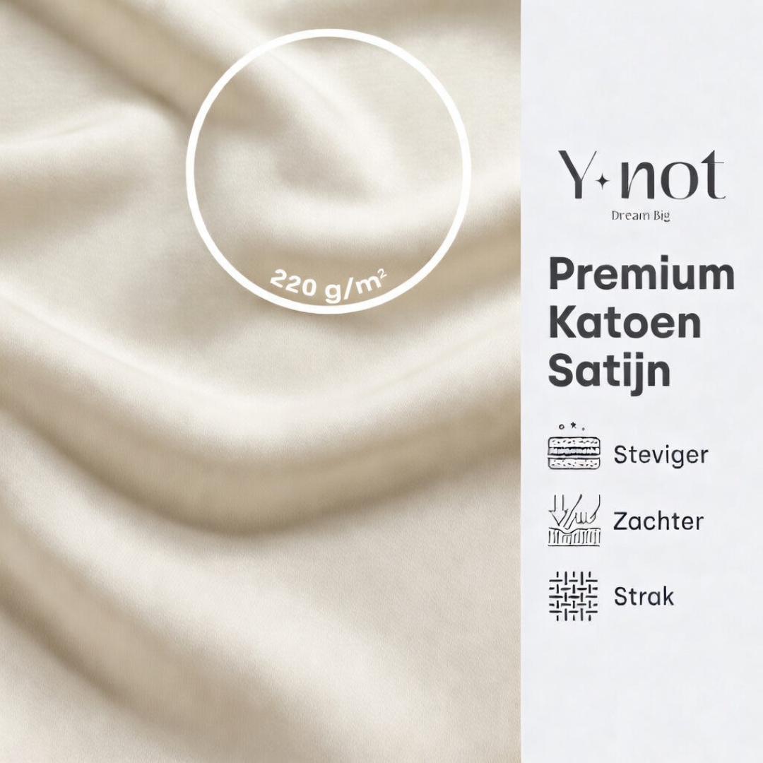 Topper Hoeslaken Katoen Satijn Premium Pearl White