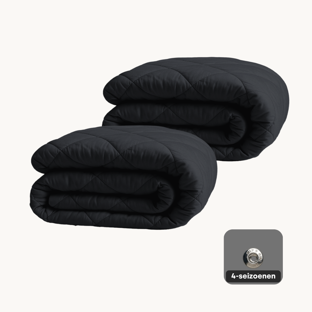 Dekbed Zonder Overtrek 4-Seizoen Mat Satijn Zwart
