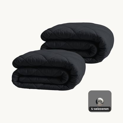 Dekbed Zonder Overtrek 4-Seizoen Mat Satijn Zwart