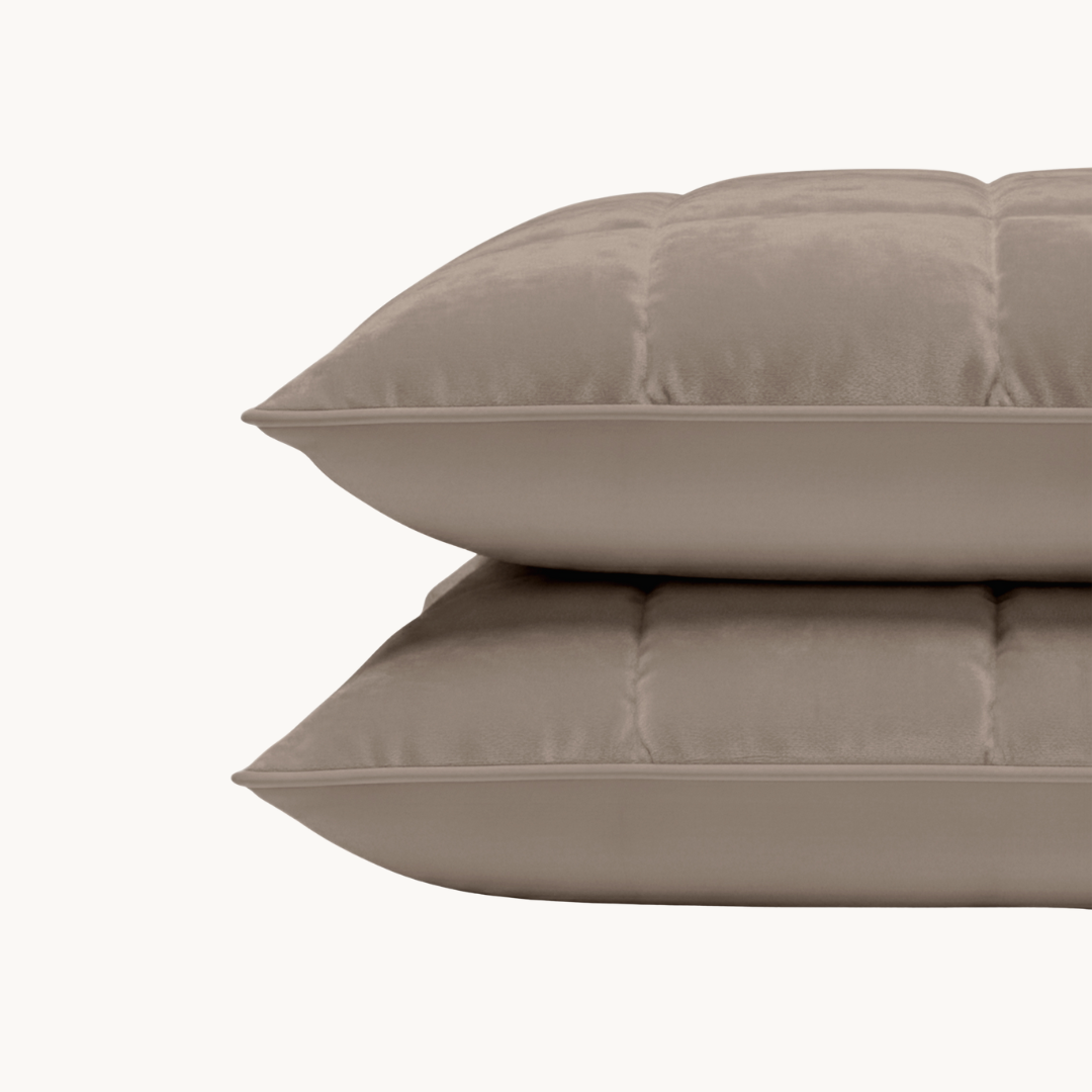 Kussenslopen Vol & Gevoerd Velvet Taupe/Grey 2-Pack 60x70 cm