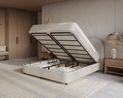 Arcus bed met Opbergruimte + Hybrid Pocket 500 Matras  - Nº29 - Ivory