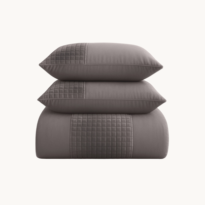 Dekbedovertrek set Velvet Border Iced Coffee Taupe