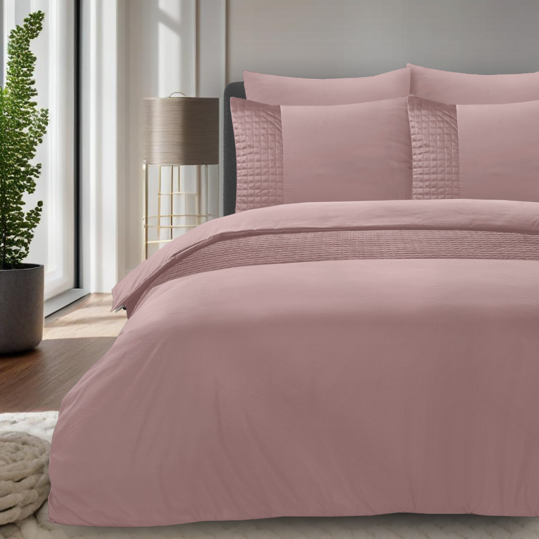 Dekbedovertrek set Velvet Border Chai Latte Pink