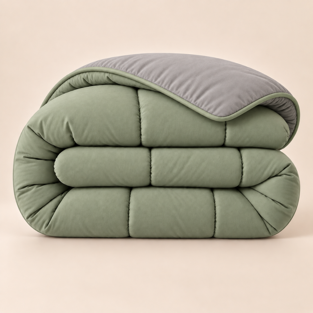 Y-NOT Uni Dekbed Grijs/Groen met bies groen