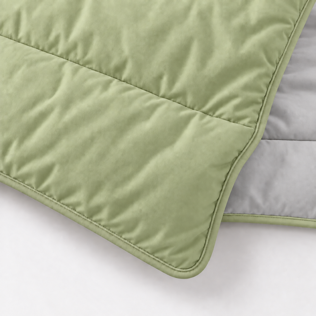 Y-NOT Uni Dekbed Grijs/Groen met bies groen