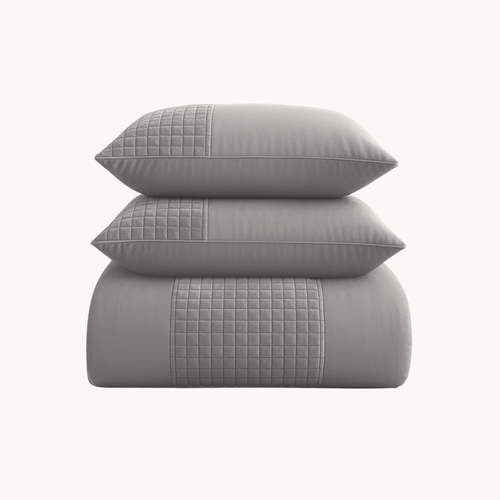 Dekbedovertrek set Velvet Border Grey Sand