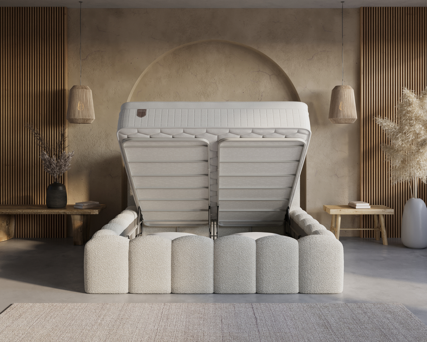 Pure Harmony bed met Opbergruimte + Hybrid Pocket 500 Matras  - Nº06 - Beige