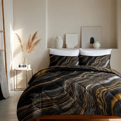 Y-NOT Design Dekbed Marmer Gold Black