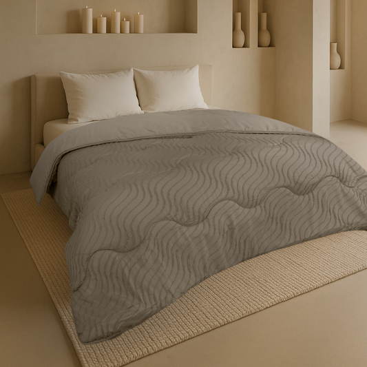 Dekbed Zonder Overtrek Japandi Waves Taupe