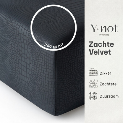 Matras Hoeslaken Velvet  Snake Skin - Jet Black