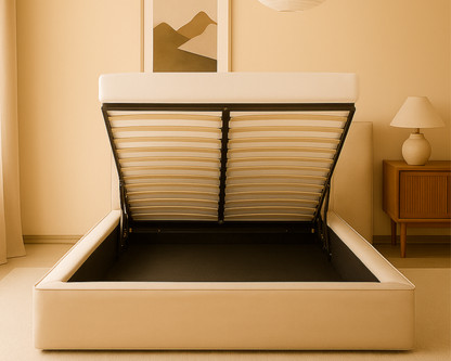 Amore Velvet bed met Opbergruimte + Hybrid Pocket 500 Matras - Nº26 - Pearl White