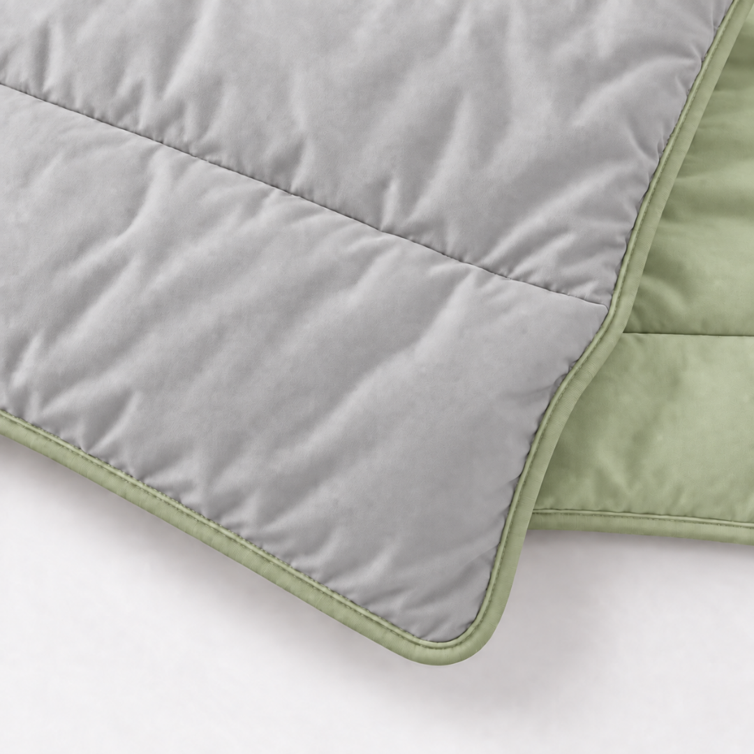 Y-NOT Uni Dekbed Grijs/Groen met bies groen