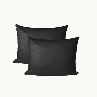 Kussenslopen Katoen Satijnen Jet Black 60x70 cm 2-Pack