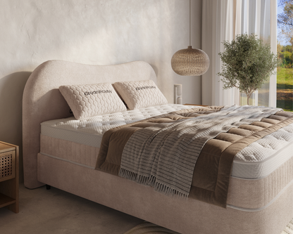 Arcus bed met Opbergruimte + Hybrid Pocket 500 Matras  - Nº06 - Beige