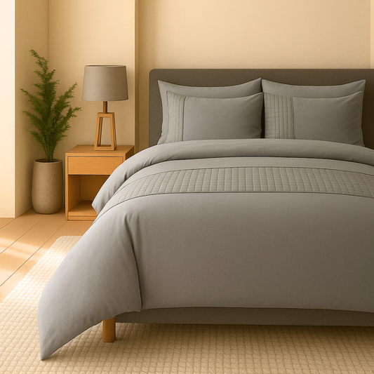 Dekbedovertrek set Velvet Border Grey Sand