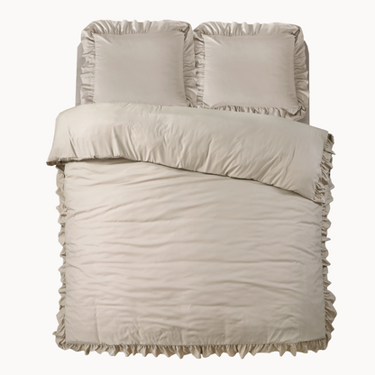 Dekbedovertrek Mat Satijn™ Ruffle/ Ruche Nude